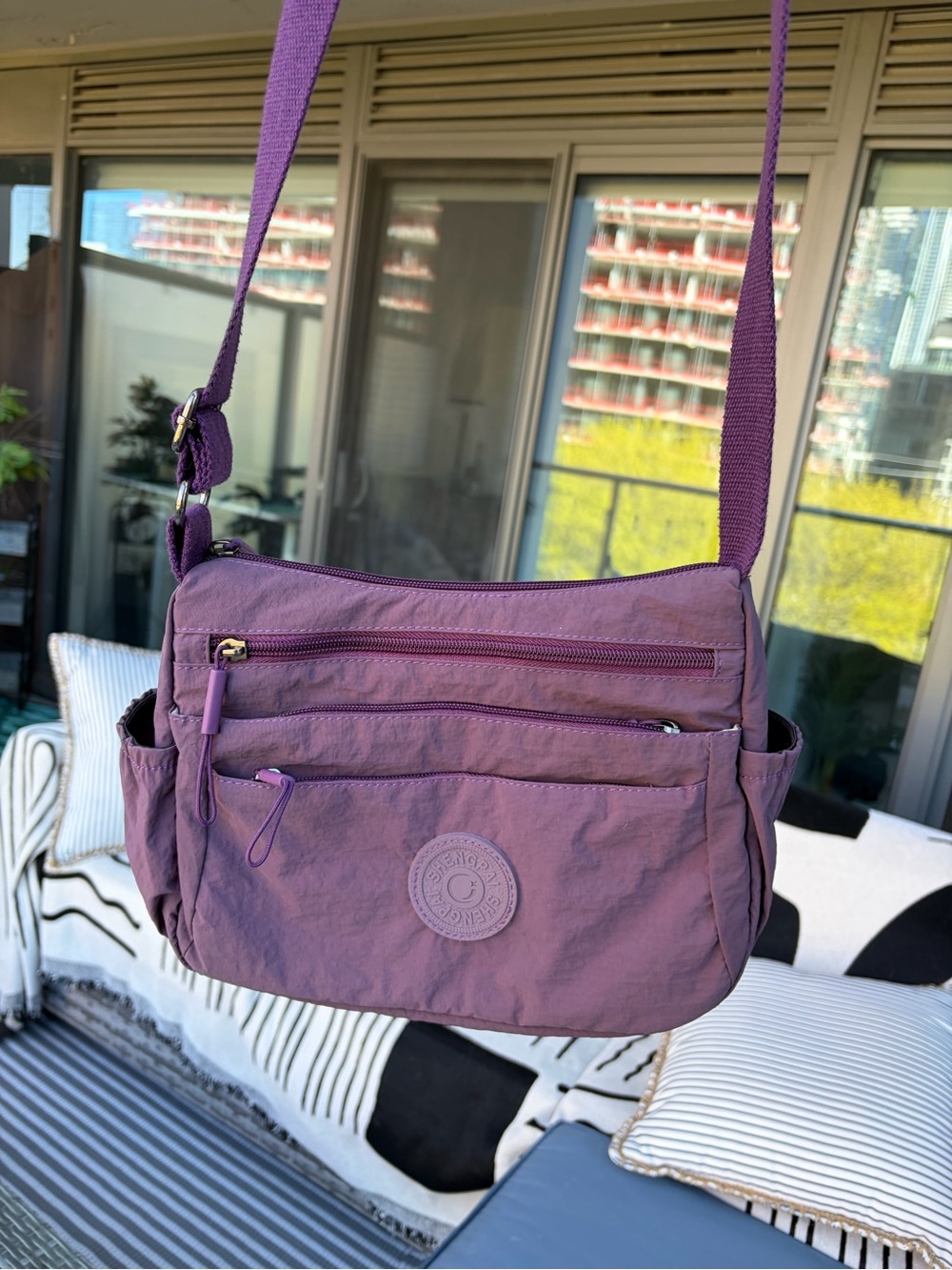 Purple Multi Compartment Crossbody
